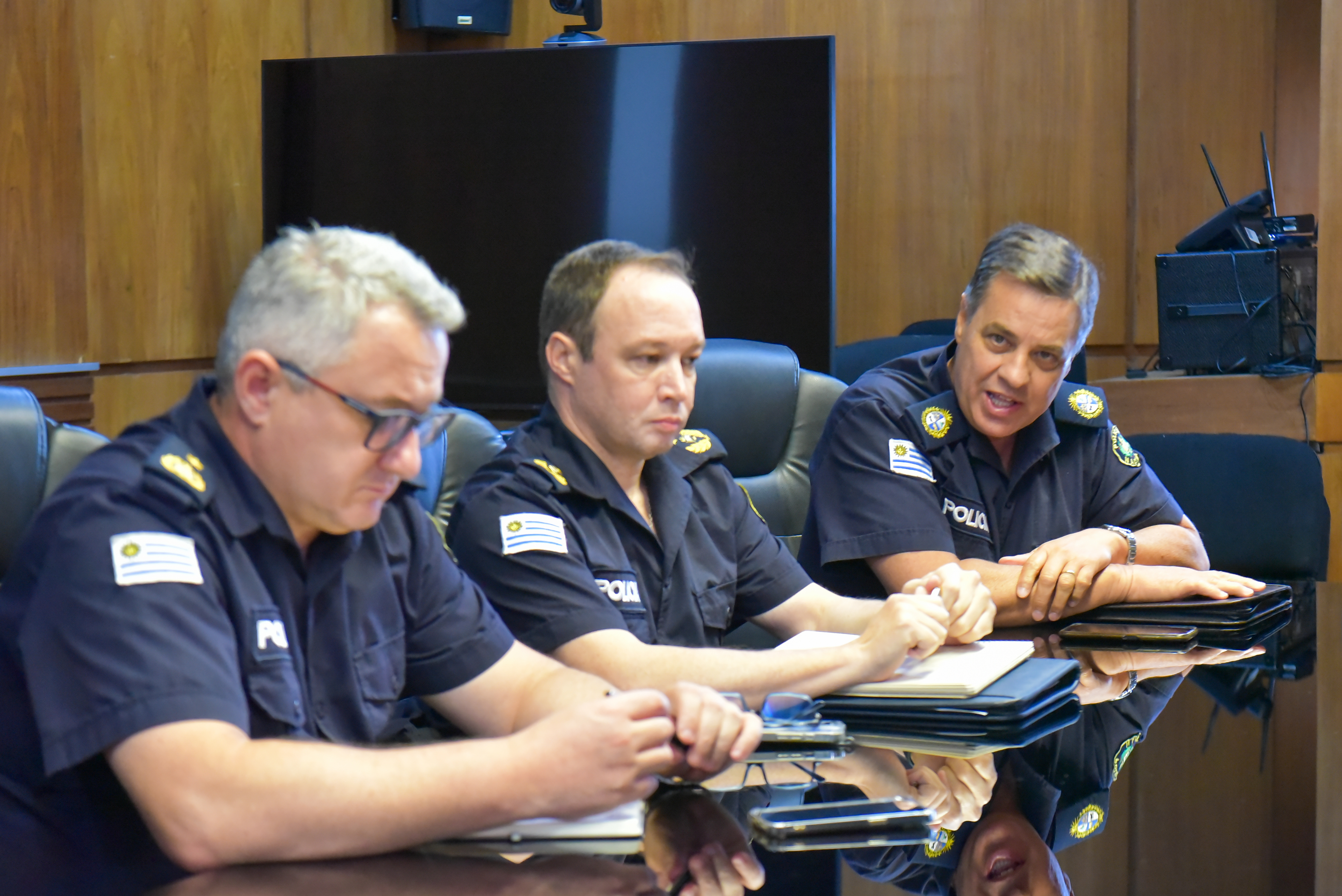 Jefe de Policía de Canelones, Crio. Gral (R), Fabio Quevedo e integrantes del Comando de la Jefatura Departamental