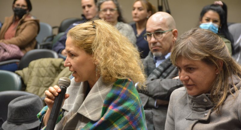 Directora de Género y Equidad del Gobierno de Canelones, Nohelia Millán, en el conversatorio Los nuevos desafíos en la prevención del delito, en la Sala Lumiére de la ciudad de Canelones.