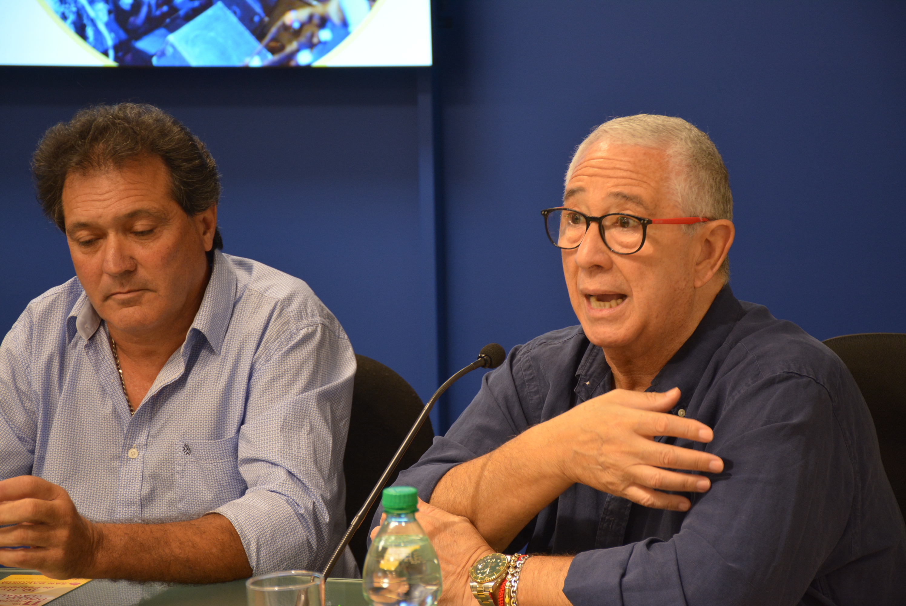 Alcalde de San Bautista, Roberto Siriani, y el chef y comunicador Sergio Puglia, en el lanzamiento de la 11ª edición de la Fiesta del pollo y la gallina 2023 