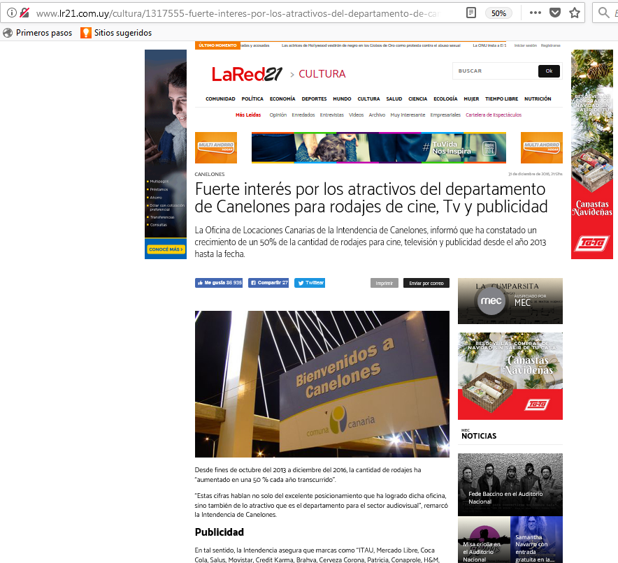 Nota sobre Locaciones Canarias en el diario La República 2017