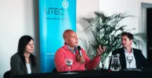 El intendente de Cancelones Francisco Legnani junto a autoridades de la UTEC en el lanzamiento del diploma en la ciudad de Las Piedras 